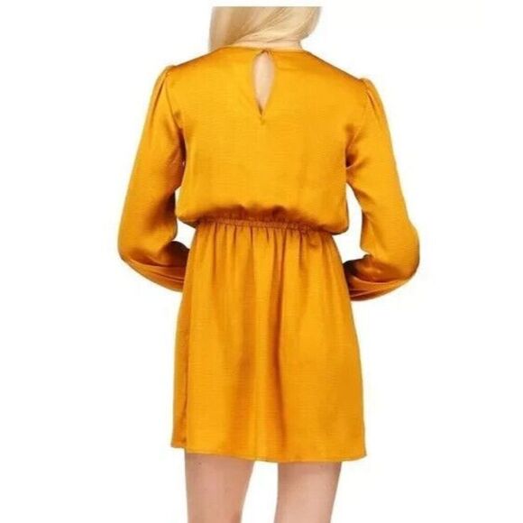 Michael Kors WF2819T4LW Women Sz 2X Marigold Blouson Sleeve Satin Flounce Dress - Picture 11 of 11